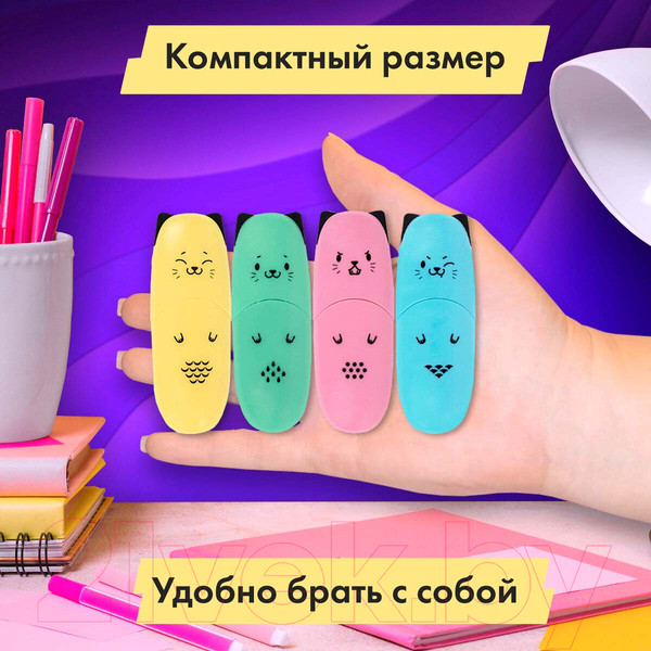 Изображение товара Набор маркеров Brauberg Kids Cute Cats. Pastel / 152436 (6цв)