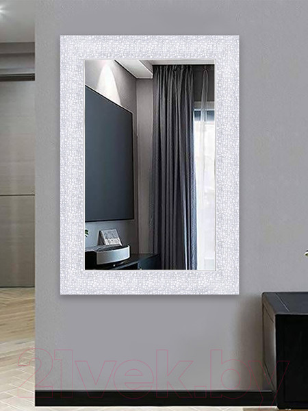 Изображение товара Зеркало Декарт Настенное в раме 8Л1322 (белый перламутр)