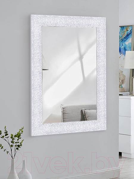 Изображение товара Зеркало Декарт Настенное в раме 8Л1322 (белый перламутр)