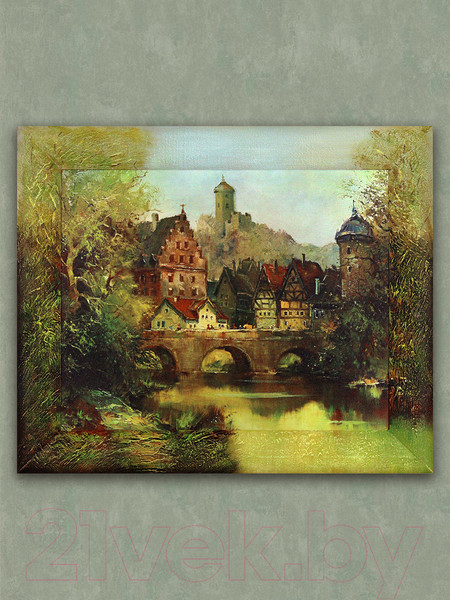 Изображение товара Картина Декарт Дома и мост 8Л0345 (в раме)