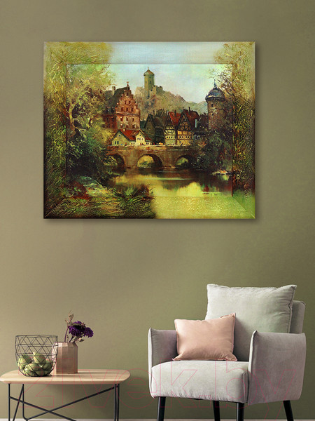 Изображение товара Картина Декарт Дома и мост 8Л0345 (в раме)