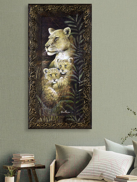 Изображение товара Картина Декарт Пара львица и львята 8Л0006 (в раме)