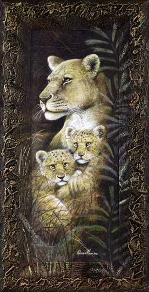 Изображение товара Картина Декарт Пара львица и львята 8Л0006 (в раме)