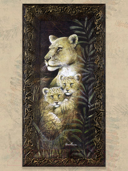 Изображение товара Картина Декарт Пара львица и львята 8Л0006 (в раме)
