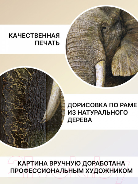 Изображение товара Картина Декарт Пара слон и слоненок 8Л0007 (в раме)