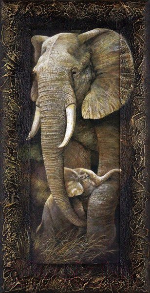 Изображение товара Картина Декарт Пара слон и слоненок 8Л0007 (в раме)