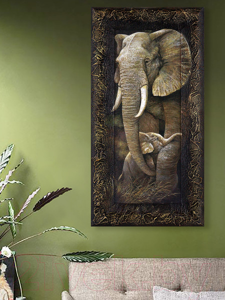 Изображение товара Картина Декарт Пара слон и слоненок 8Л0007 (в раме)