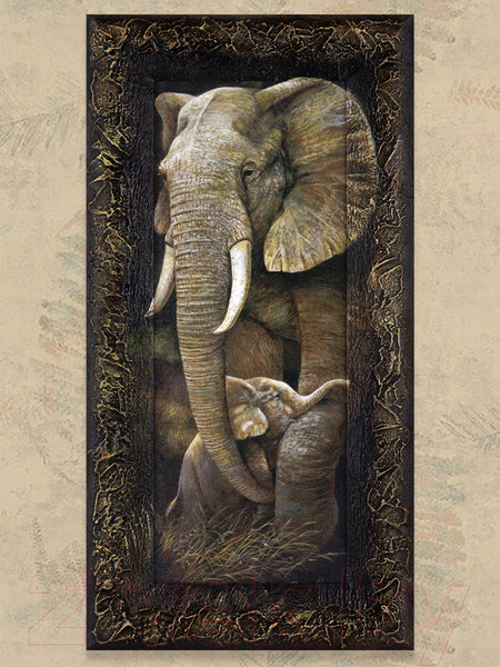 Изображение товара Картина Декарт Пара слон и слоненок 8Л0007 (в раме)