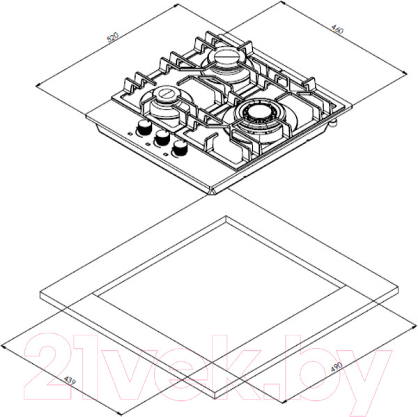 Изображение товара Газовая варочная панель Weissgauff HGG 451 BGV