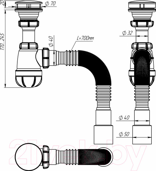Изображение товара Сифон Aquant S0116-35-MR
