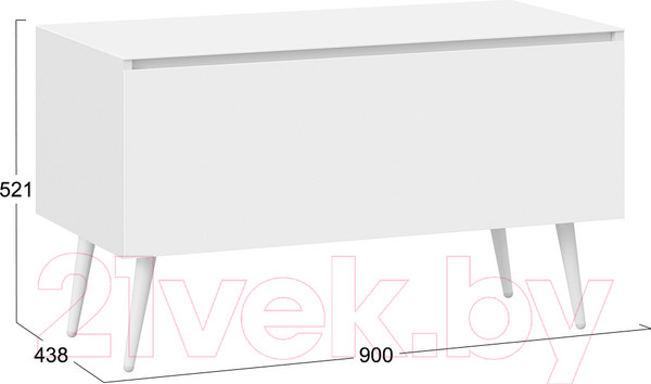 Изображение товара Тумба ТриЯ Глосс СМ-319.03.012 с опорами (белый глянец/стекло белый глянец/белый)