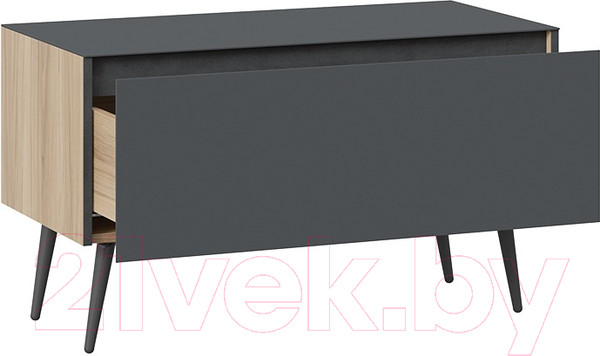 Изображение товара Тумба ТриЯ Глосс СМ-319.03.012 с опорами (яблоня беллуно/стекло графит матовый/серый)