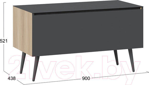 Изображение товара Тумба ТриЯ Глосс СМ-319.03.012 с опорами (яблоня беллуно/стекло графит матовый/серый)