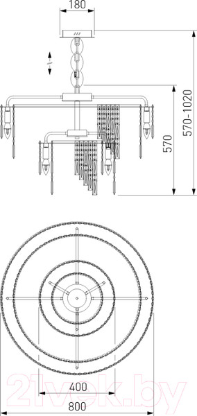 Изображение товара Люстра Евросвет 60160 (хром/прозрачный хрусталь Strotskis)