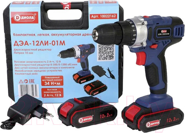 Изображение товара Аккумуляторная дрель-шуруповерт Диолд ДЭА-12ЛИ-01М