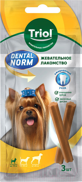 Изображение товара Лакомство для собак Triol Dental Norm Палочки жевательные для мелких пород / 10161002 (3шт)