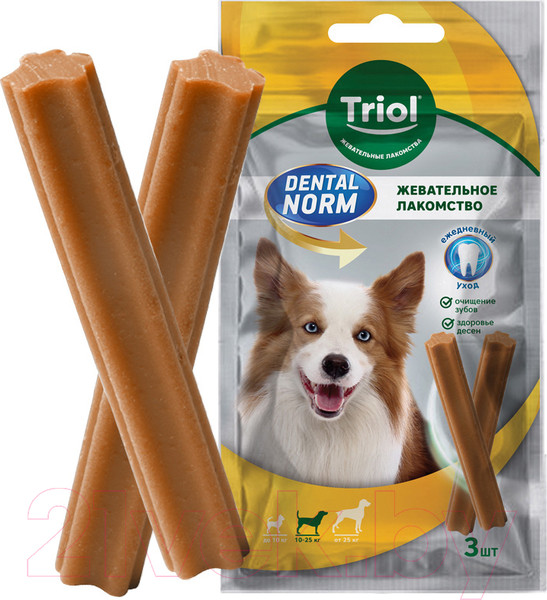 Изображение товара Лакомство для собак Triol Dental Norm Палочки жевательные для средних пород / 10161003 (3шт)