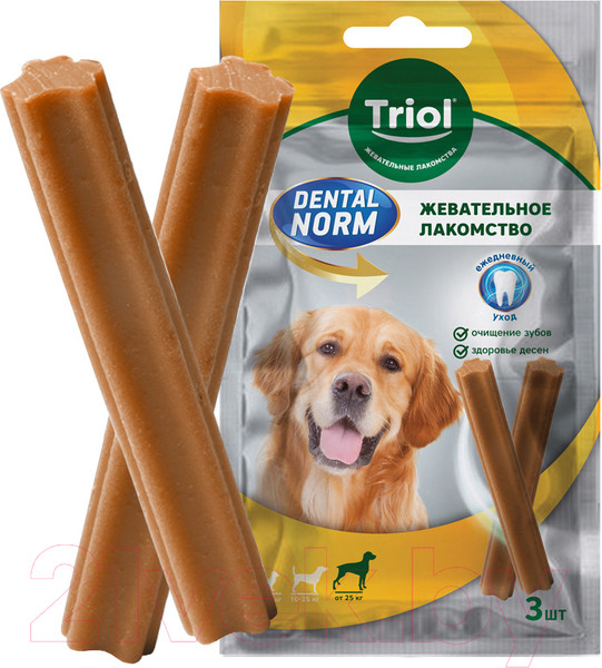Изображение товара Лакомство для собак Triol Dental Norm Палочки жевательные для крупных пород / 10161004 (3шт)