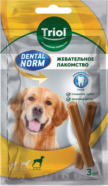 Изображение товара Лакомство для собак Triol Dental Norm Палочки жевательные для крупных пород / 10161004 (3шт)