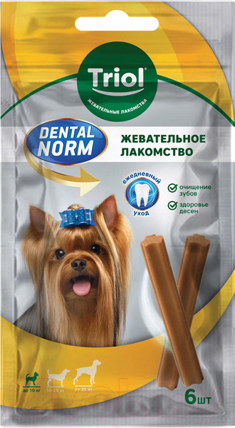 Изображение товара Лакомство для собак Triol Dental Norm Палочки жевательные для мелких пород / 10161005 (6шт)