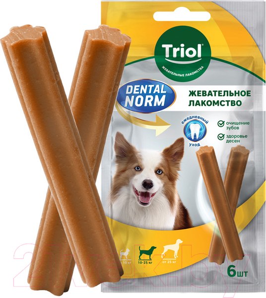 Изображение товара Лакомство для собак Triol Dental Norm Палочки жевательные для средних пород / 10161006 (6шт)