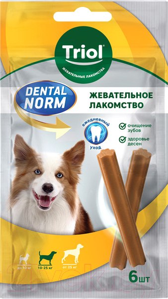 Изображение товара Лакомство для собак Triol Dental Norm Палочки жевательные для средних пород / 10161006 (6шт)