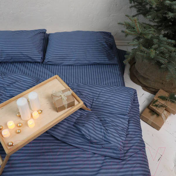 Изображение товара Простыня AksHome Синий на резинке 90x200x20 (перкаль 6793-17)