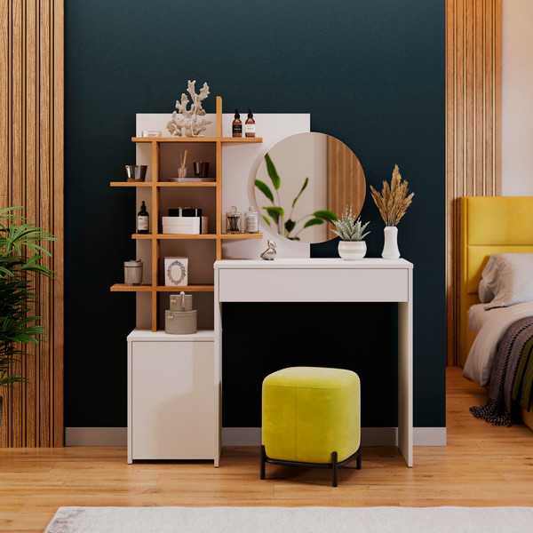 Изображение товара Туалетный столик ТриЯ Голден Тип 1 (белый/дуб крафт золотой)