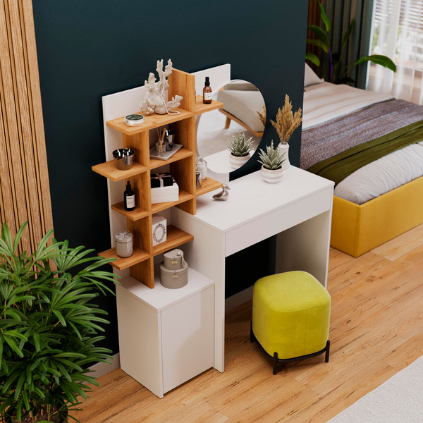 Изображение товара Туалетный столик ТриЯ Голден Тип 1 (белый/дуб крафт золотой)