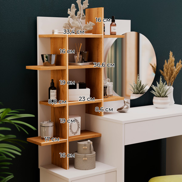 Изображение товара Туалетный столик ТриЯ Голден Тип 1 (белый/дуб крафт золотой)