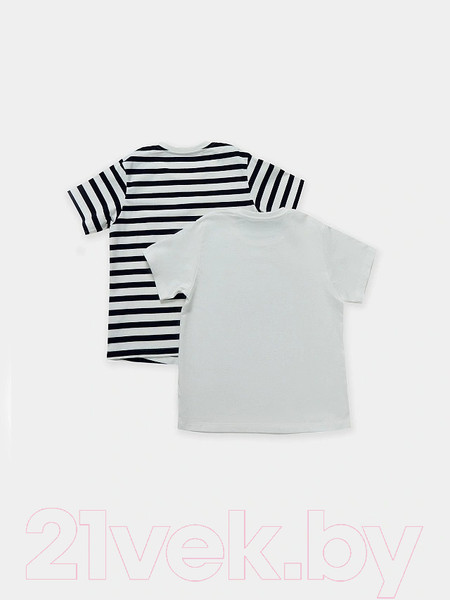 Изображение товара Комплект футболок детских Mark Formelle 117835-2 (р.110-56, белый/черно-белая полоска)