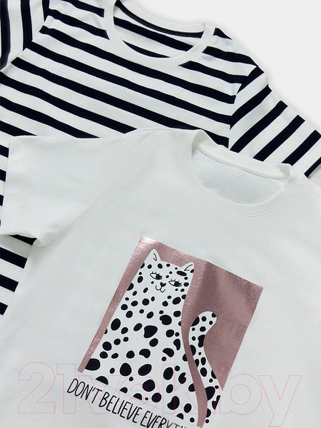 Изображение товара Комплект футболок детских Mark Formelle 117835-2 (р.110-56, белый/черно-белая полоска)