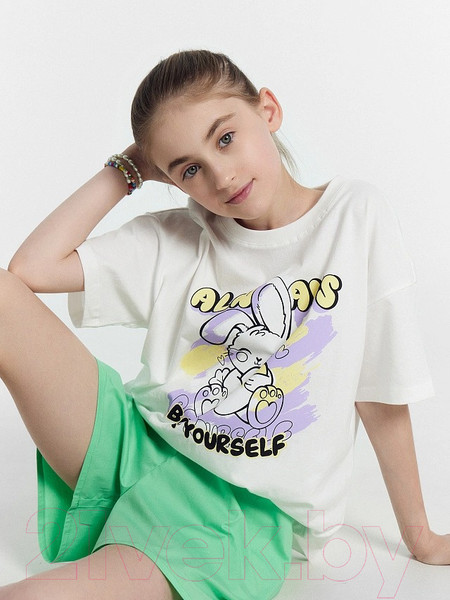 Изображение товара Комплект футболок детских Mark Formelle 117843-2 (р.110-56, белый/граффити на лаванде)