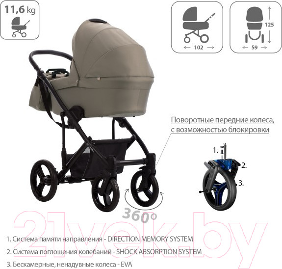 Изображение товара Детская универсальная коляска Bebetto Magnum Light 2 в 1  (01/черная рама)