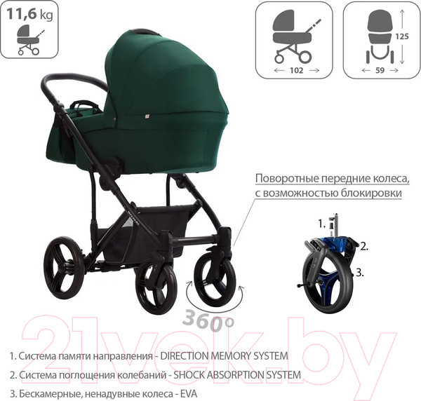 Изображение товара Детская универсальная коляска Bebetto Magnum Light 2 в 1  (04/черная рама)