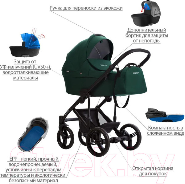 Изображение товара Детская универсальная коляска Bebetto Magnum Light 2 в 1  (04/черная рама)