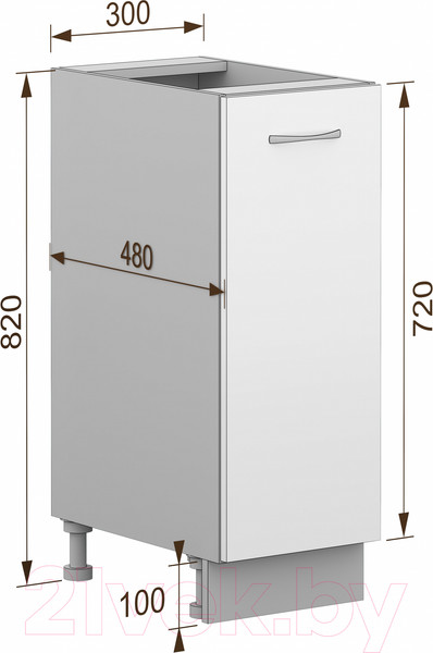 Изображение товара Шкаф-стол кухонный Кортекс-мебель Корнелия Лира НШ30р без столешницы (ателье светлый)