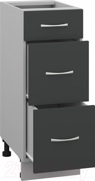 Изображение товара Шкаф-стол кухонный Кортекс-мебель Корнелия Лира НШ30р3ш без столешницы (антрацит)