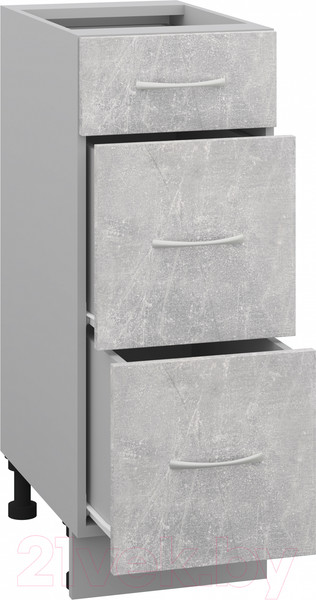 Изображение товара Шкаф-стол кухонный Кортекс-мебель Корнелия Лира НШ30р3ш без столешницы (ателье светлый)