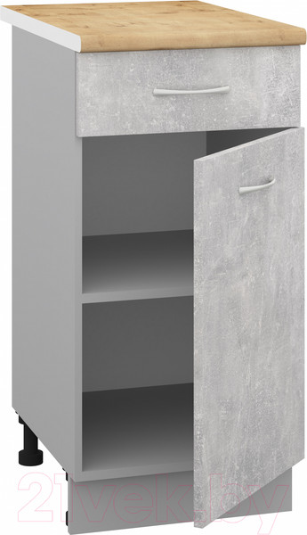 Изображение товара Шкаф-стол кухонный Кортекс-мебель Корнелия Лира НШ40р1ш (ателье светлый/дуб бунратти)