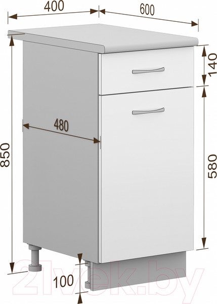 Изображение товара Шкаф-стол кухонный Кортекс-мебель Корнелия Лира НШ40р1ш (ателье светлый/мадрид)