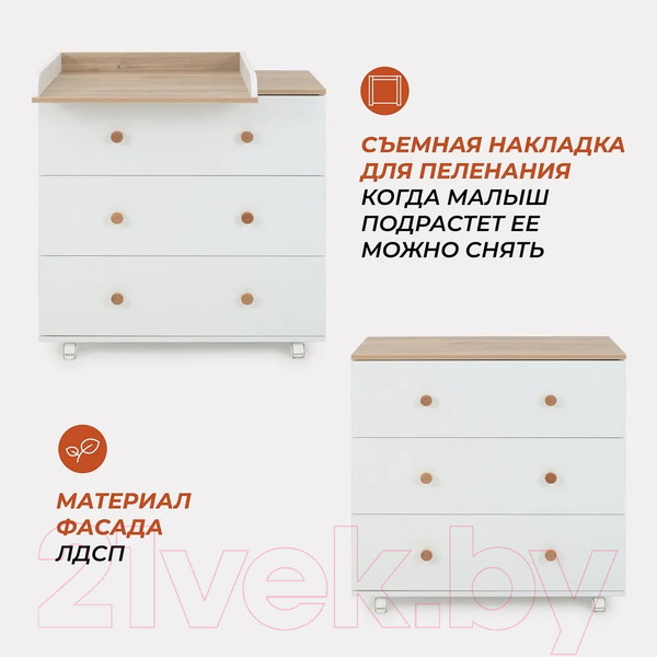 Изображение товара Комод пеленальный Rant Elsa / 121 (Cloud White, 80см)