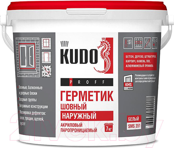 Изображение товара Герметик акриловый Kudo Proff. Наружный / SMS-351 (7кг, белый)