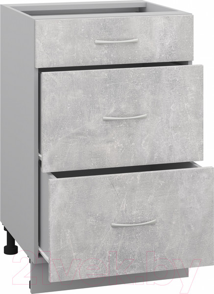 Изображение товара Шкаф-стол кухонный Кортекс-мебель Корнелия Лира НШ50р3ш без столешницы (ателье светлый)