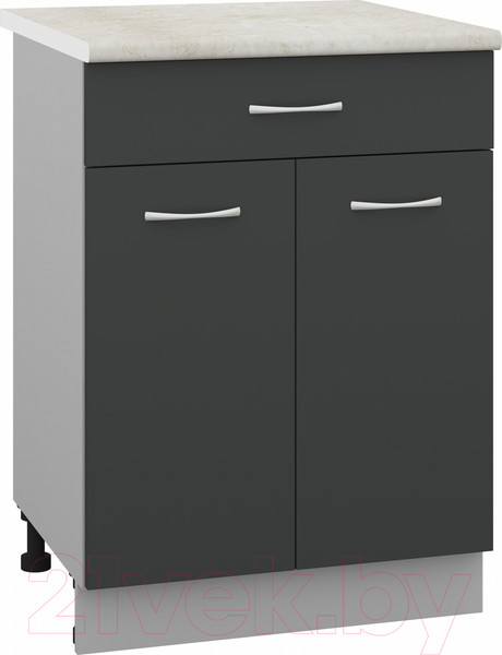 Изображение товара Шкаф-стол кухонный Кортекс-мебель Корнелия Лира НШ60р1ш (антрацит/королевский опал)