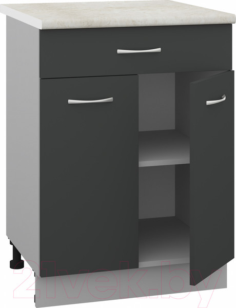 Изображение товара Шкаф-стол кухонный Кортекс-мебель Корнелия Лира НШ60р1ш (антрацит/королевский опал)