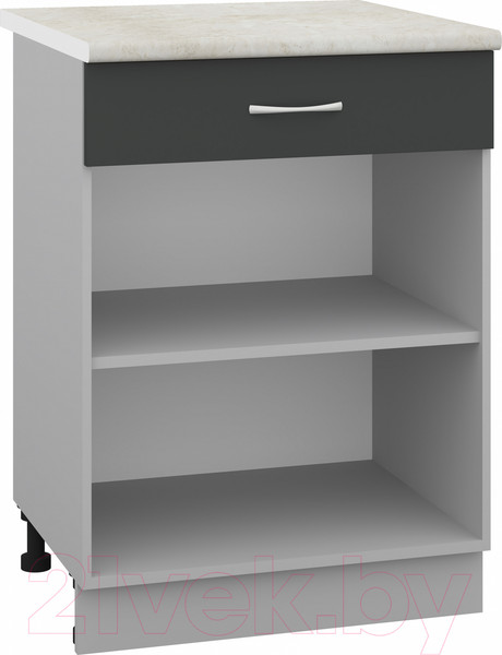 Изображение товара Шкаф-стол кухонный Кортекс-мебель Корнелия Лира НШ60р1ш (антрацит/королевский опал)