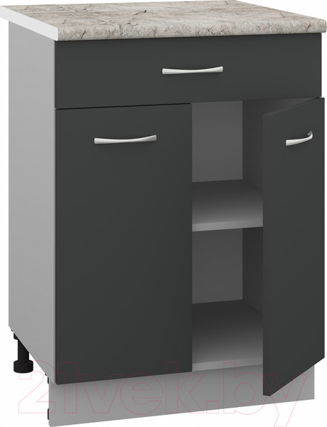 Изображение товара Шкаф-стол кухонный Кортекс-мебель Корнелия Лира НШ60р1ш (антрацит/марсель)