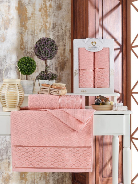 Изображение товара Набор полотенец Two Dolphins Meis / 11230 (2шт, в коробке, пудра)