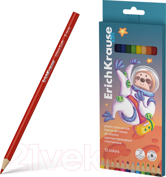 Изображение товара Набор цветных карандашей Erich Krause Kids Space Animals / 61782 (12цв)